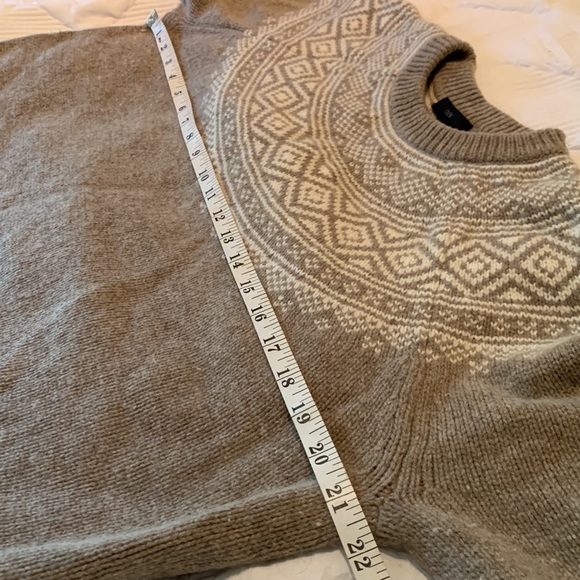 J CREW Wool Fisherman Nordic Sweater Fair Isle Ruffle Sleeve Neutral Preppy - Picture 10 of 12